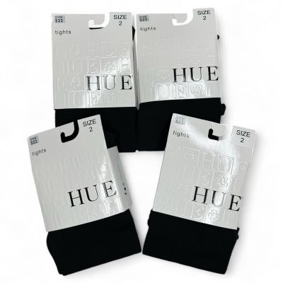 HUE Womens Herringbone Textured Tights with Control Top Size 2 Black - 4 Pairs